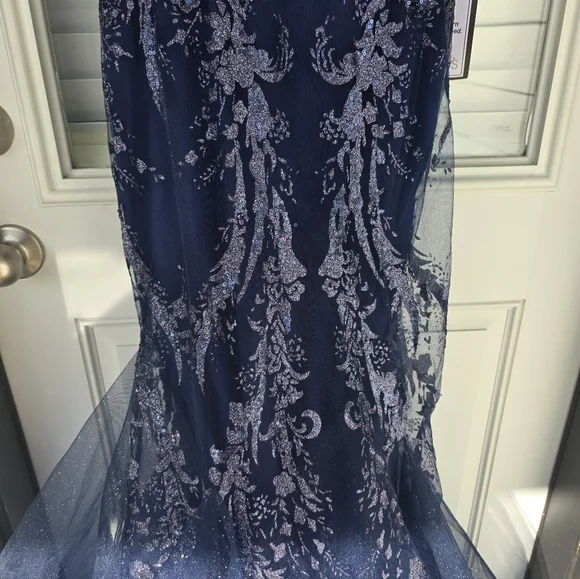 $279 Say Yes To The Dress Juniors' Glitter Mesh Corset Gown Sz 5/6 Glam Prom NWT